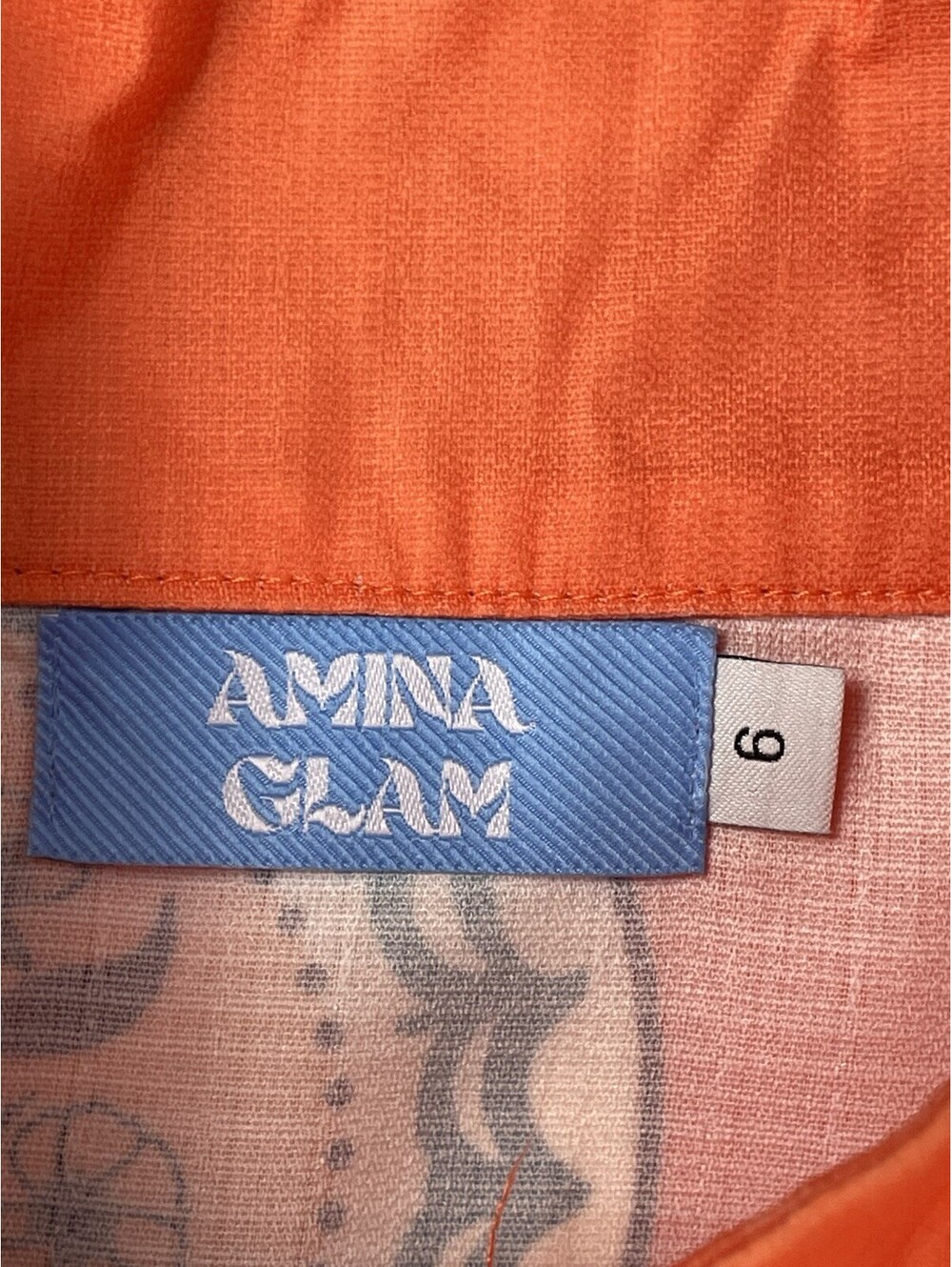 Amina Glam Orange Print Mini Dress 6 Long Sleeve Belted Flounce Hem Button Front - Picture 4 of 8